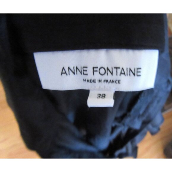 Anne Fontaine Black Cotton Blend Ruffle Front Blouse Sz 38 - Picture 8 of 8